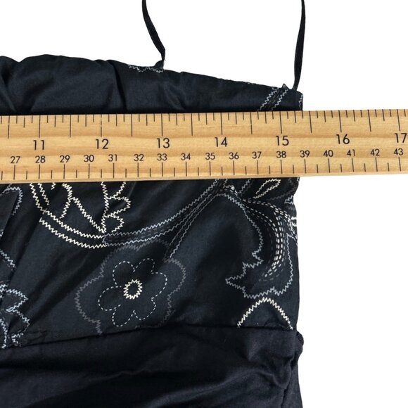 Y2K Costa Blanca Strapless Sweetheart Embroidered Mini Dress Black Bowtie - Picture 10 of 14
